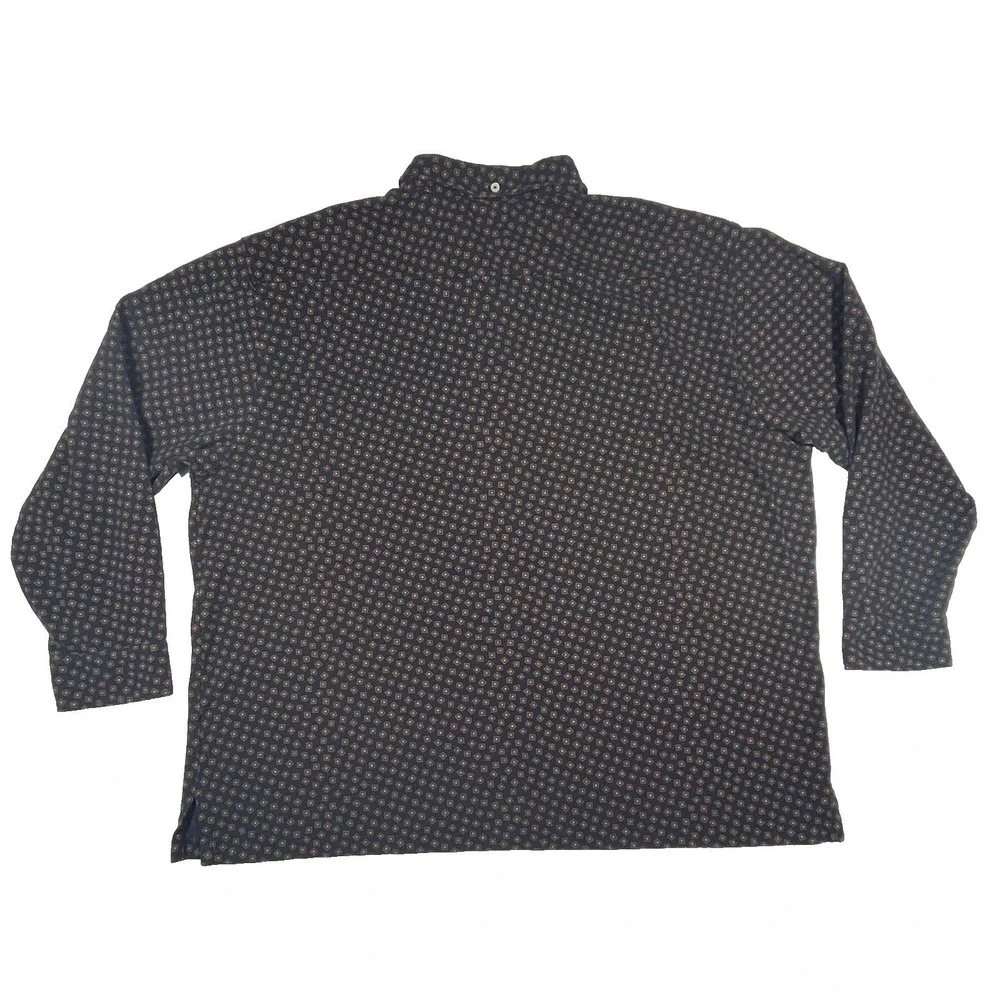Ralph Lauren Polo Shirt Men's 2XB Navy Blue Geometric‎ Diamond Long Sleeve